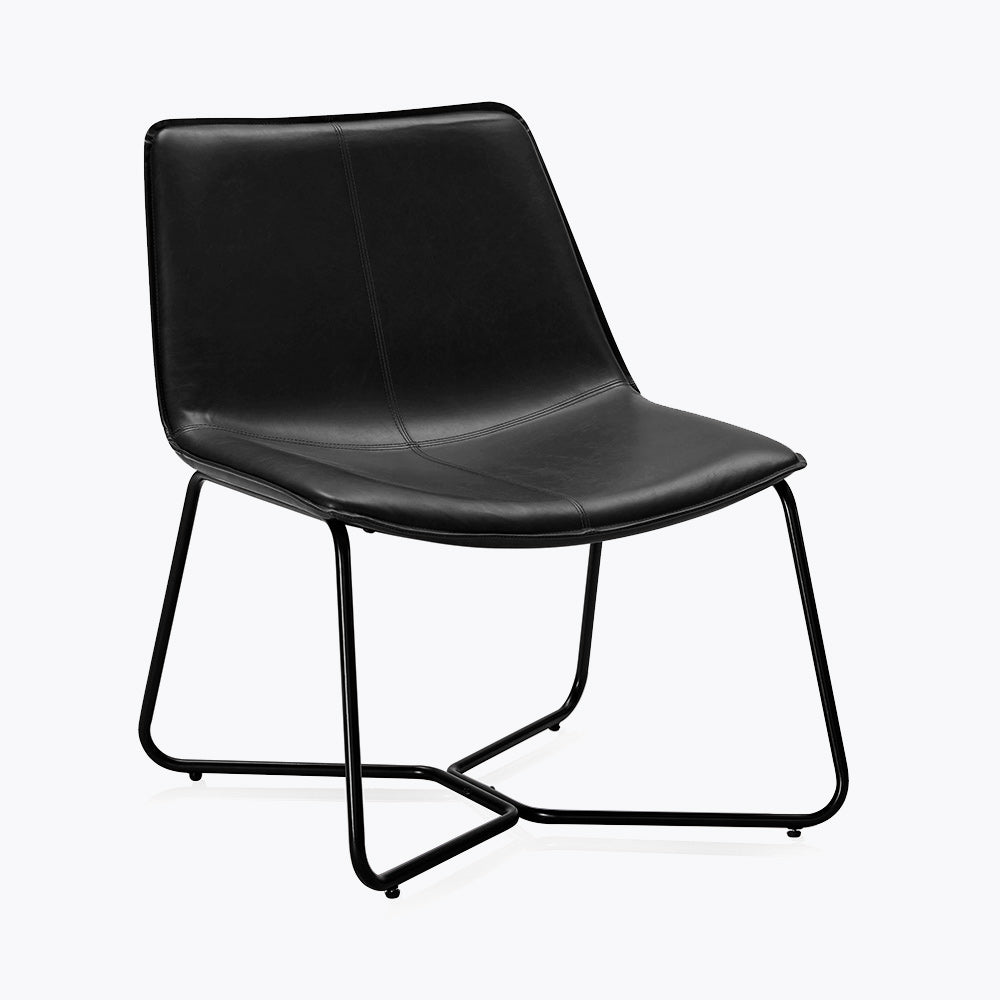Zariah Modern Lounge Chair with Faux Leather Seat and Metal Frame
