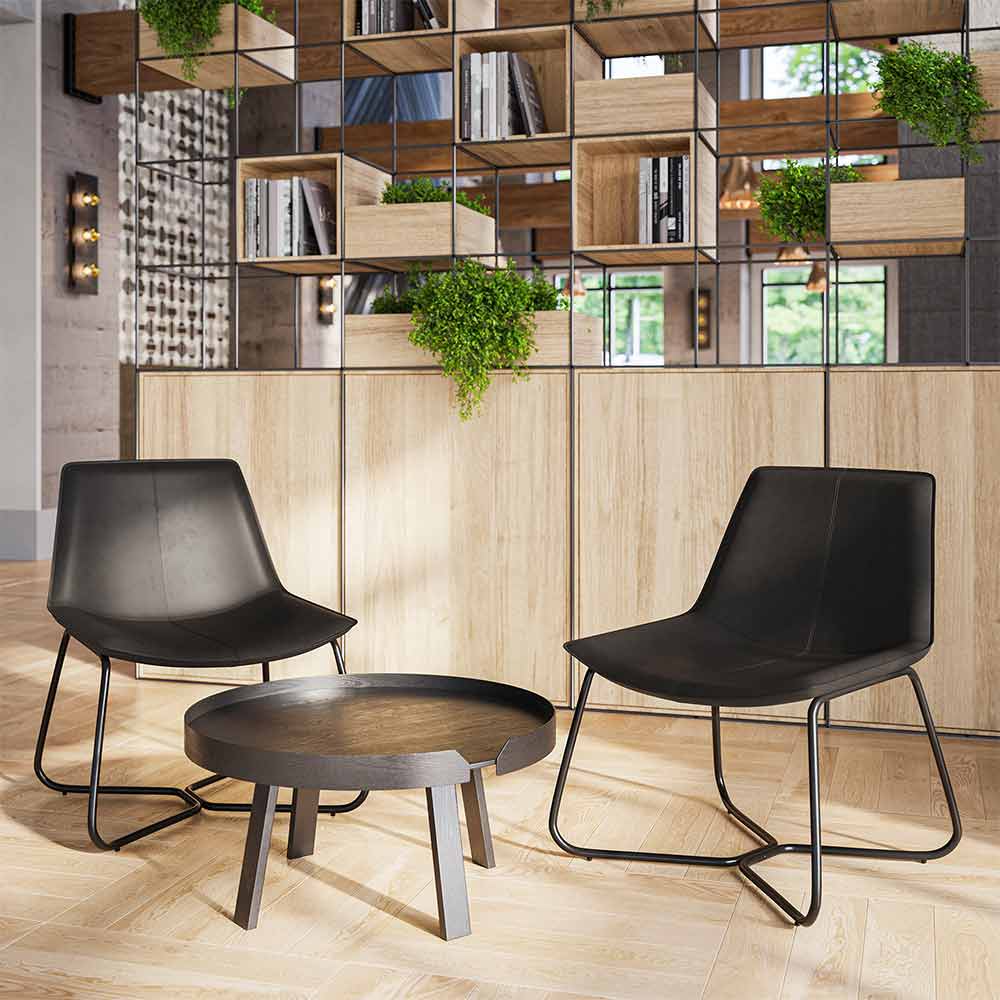 Zariah Modern Lounge Chair with Faux Leather Seat and Metal Frame