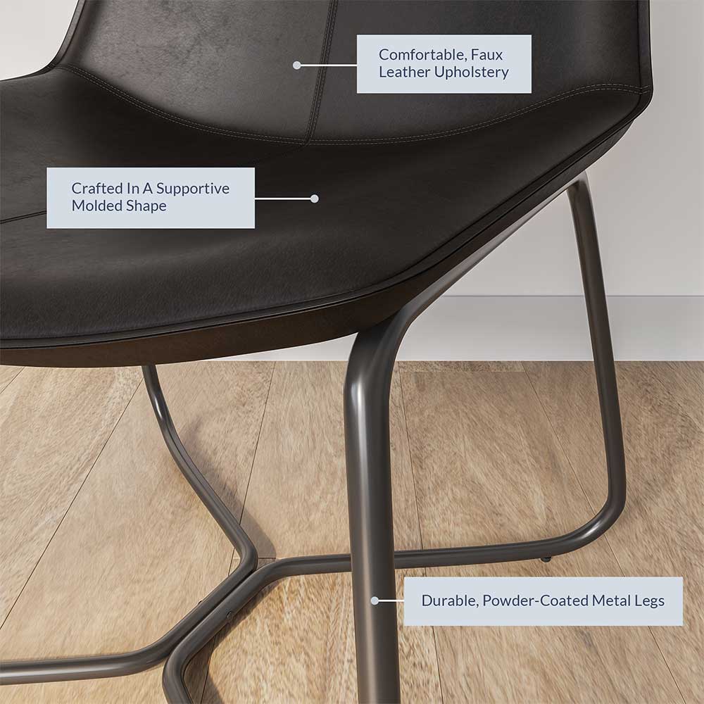 Zariah Modern Lounge Chair with Faux Leather Seat and Metal Frame