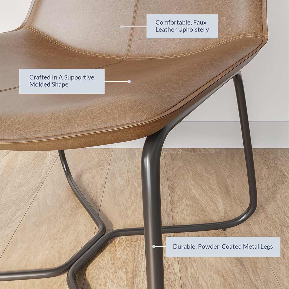 Zariah Modern Lounge Chair with Faux Leather Seat and Metal Frame