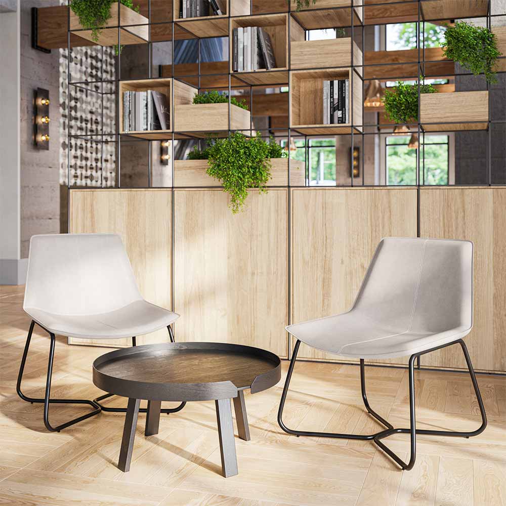 Zariah Modern Lounge Chair with Faux Leather Seat and Metal Frame