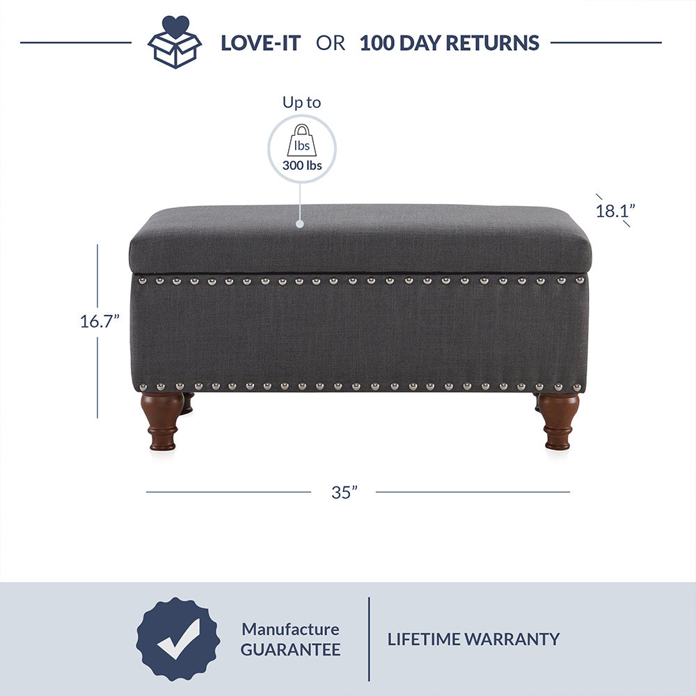Quincy 35" Storage Ottoman Bench