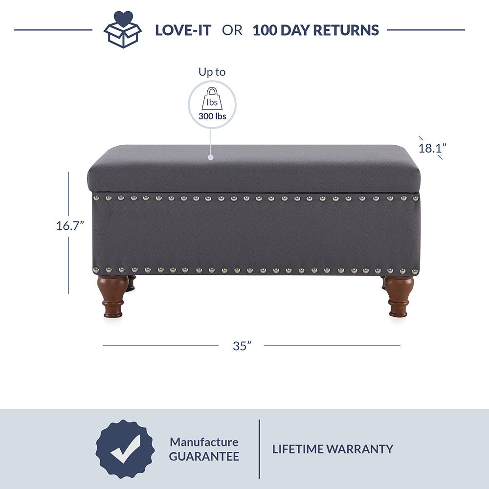 Quincy 35" Storage Ottoman Bench