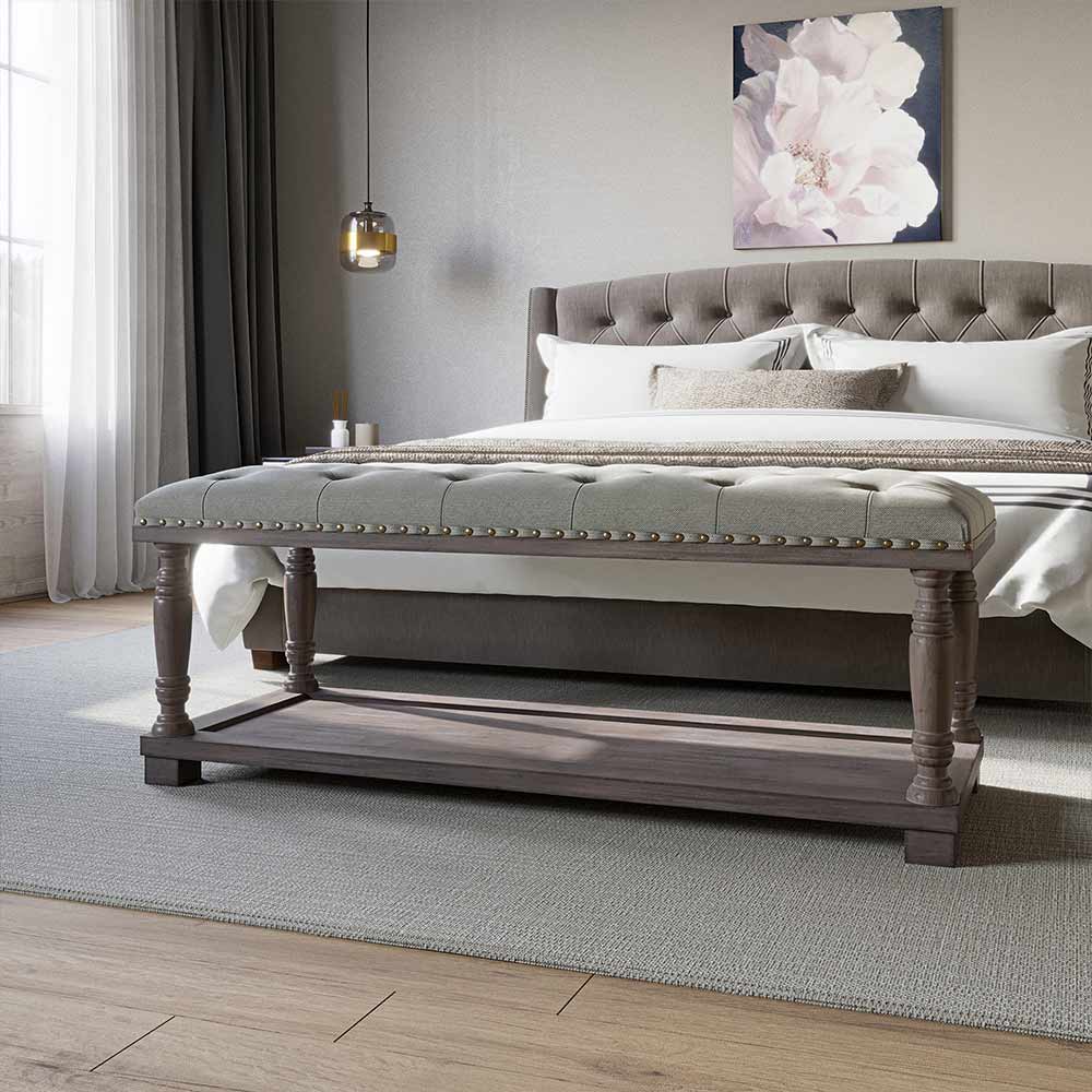 Caramia 33" Square Ottoman Coffee Table with Button Tufted Top