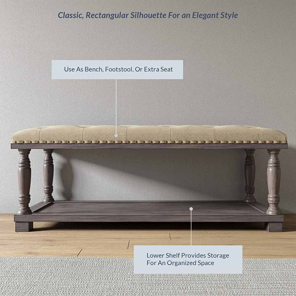 Caramia 33" Square Ottoman Coffee Table with Button Tufted Top