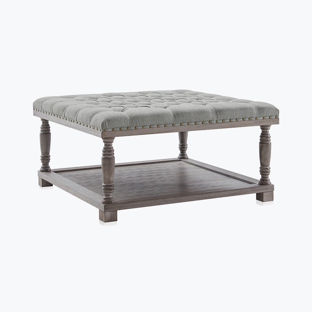 Caramia 33" Square Ottoman Coffee Table with Button Tufted Top