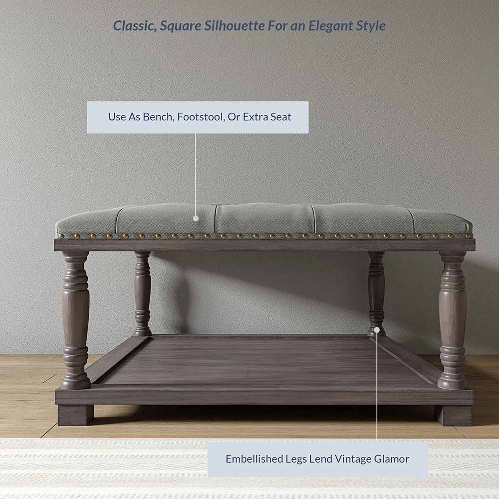 Caramia 33" Square Ottoman Coffee Table with Button Tufted Top