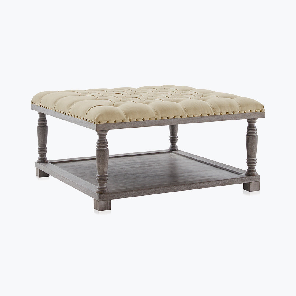 Caramia 33" Square Ottoman Coffee Table with Button Tufted Top