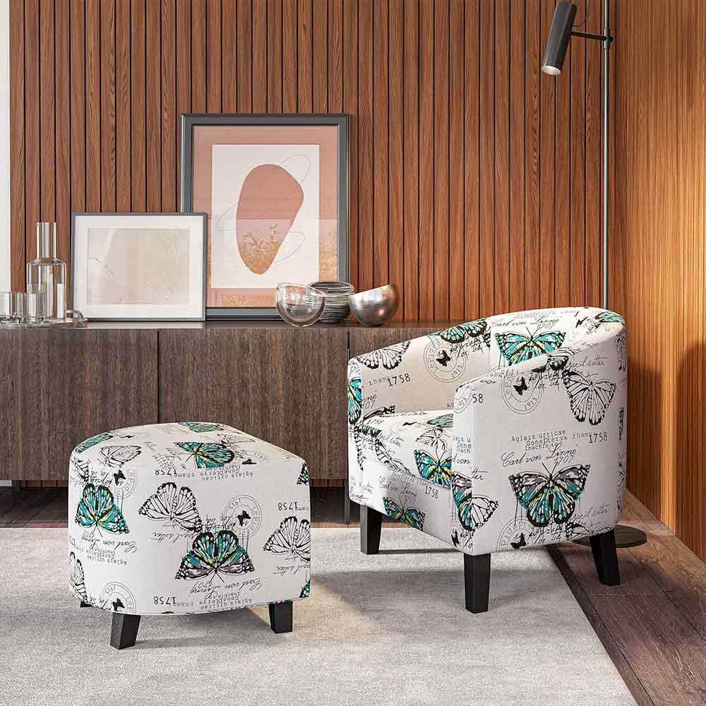 Lydia Chair with Ottoman Set