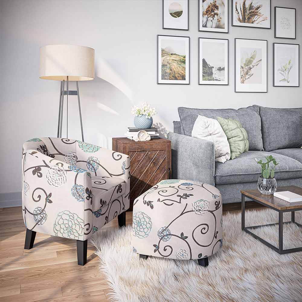 Lydia Chair with Ottoman Set