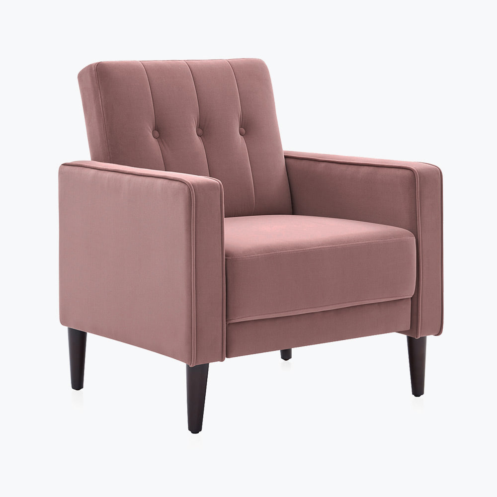 Valencia Mid Century Modern Velvet Accent Chair with Button Tufted Back
