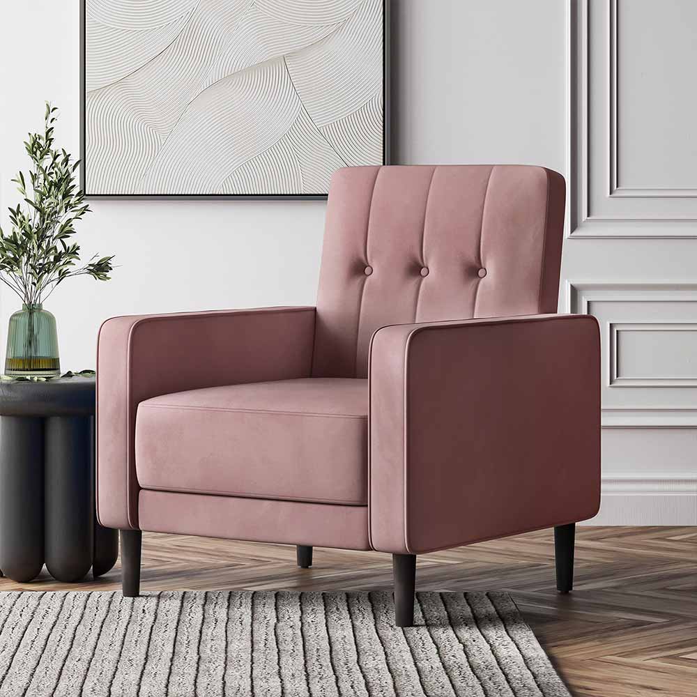 Valencia Mid Century Modern Velvet Accent Chair with Button Tufted Back