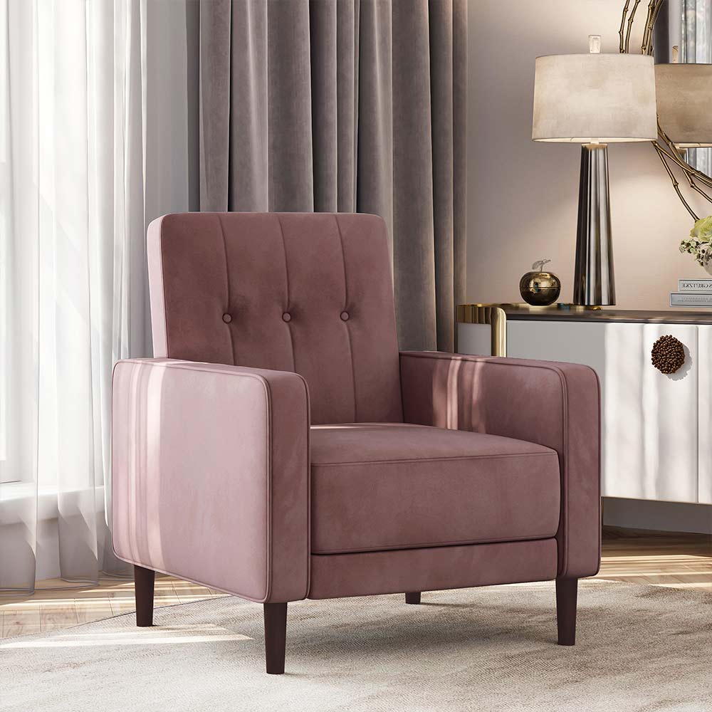 Valencia Mid Century Modern Velvet Accent Chair with Button Tufted Back