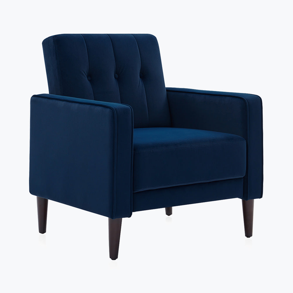 Valencia Mid Century Modern Velvet Accent Chair with Button Tufted Back