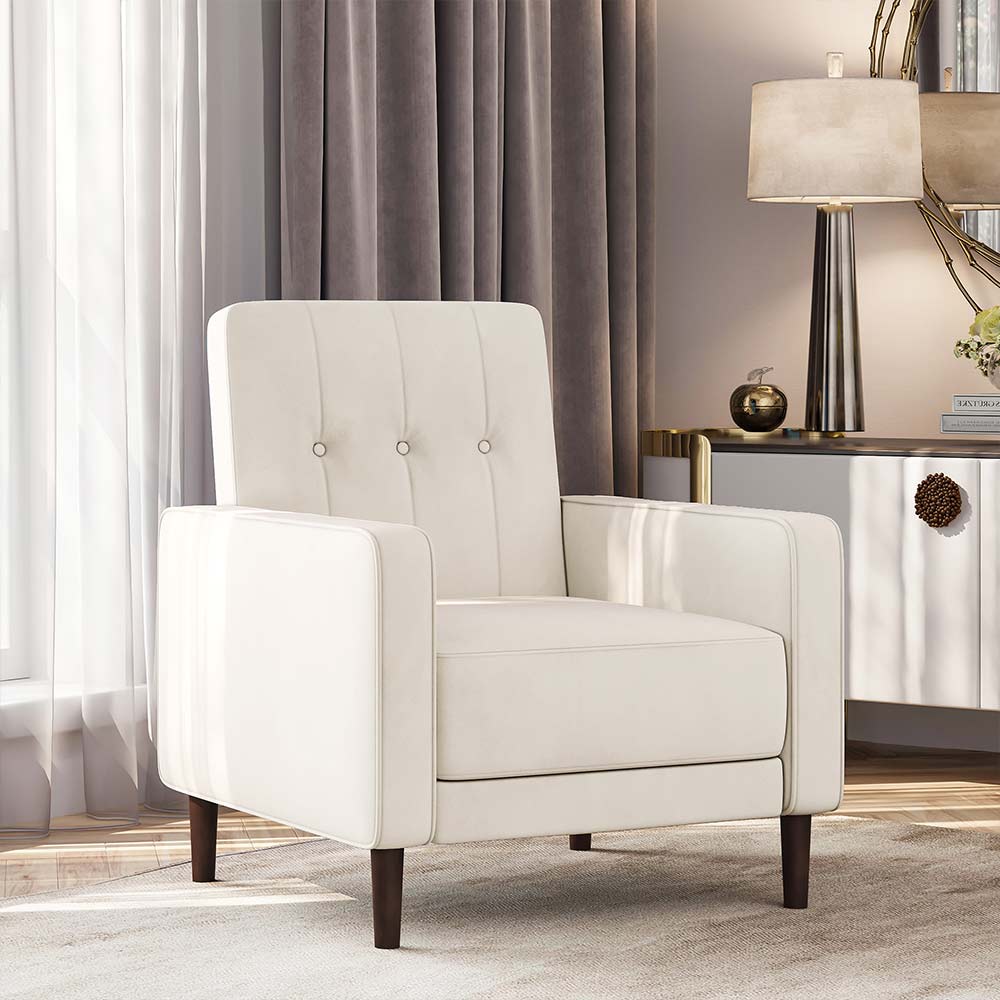 Valencia Mid Century Modern Velvet Accent Chair with Button Tufted Back