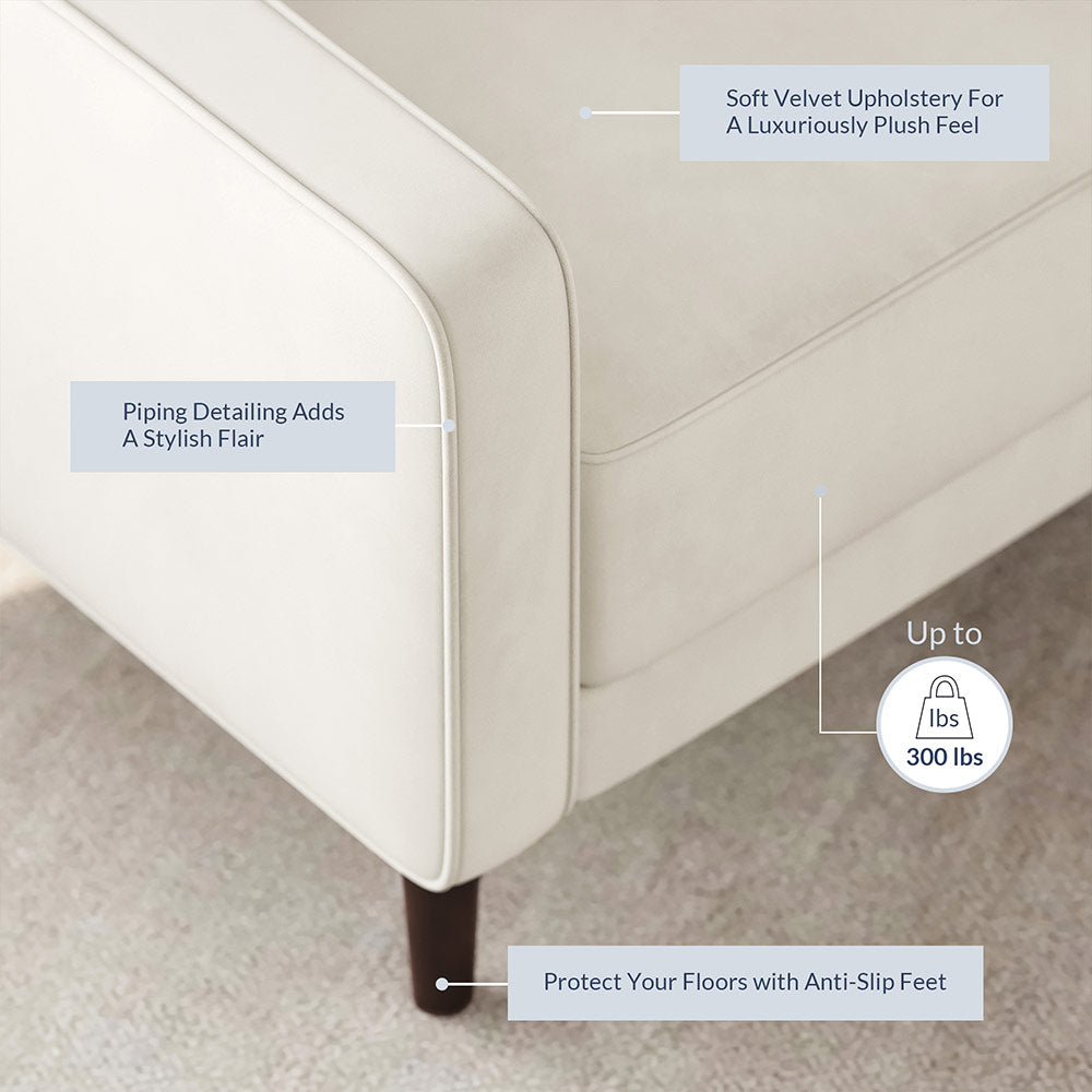 Valencia Mid Century Modern Velvet Accent Chair with Button Tufted Back