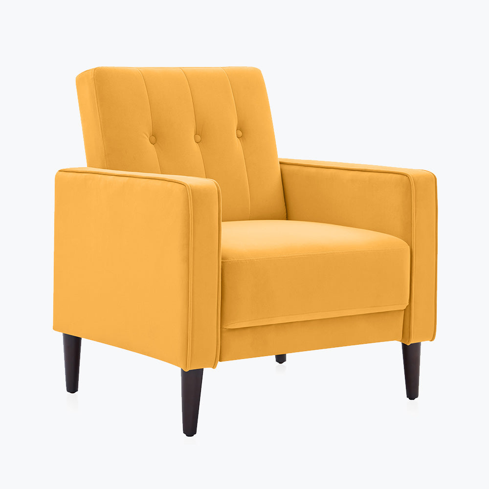 Valencia Mid Century Modern Velvet Accent Chair with Button Tufted Back