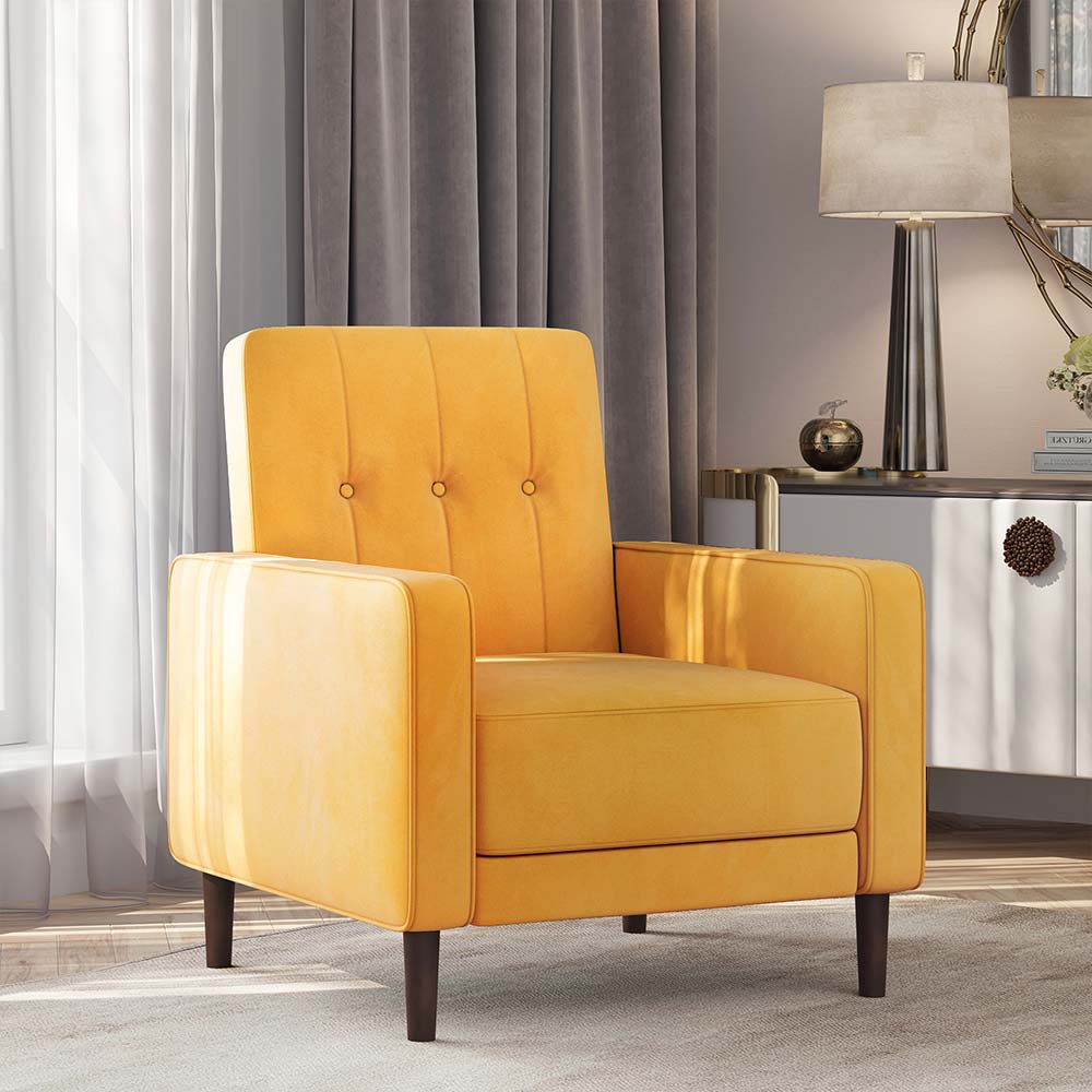 Valencia Mid Century Modern Velvet Accent Chair with Button Tufted Back