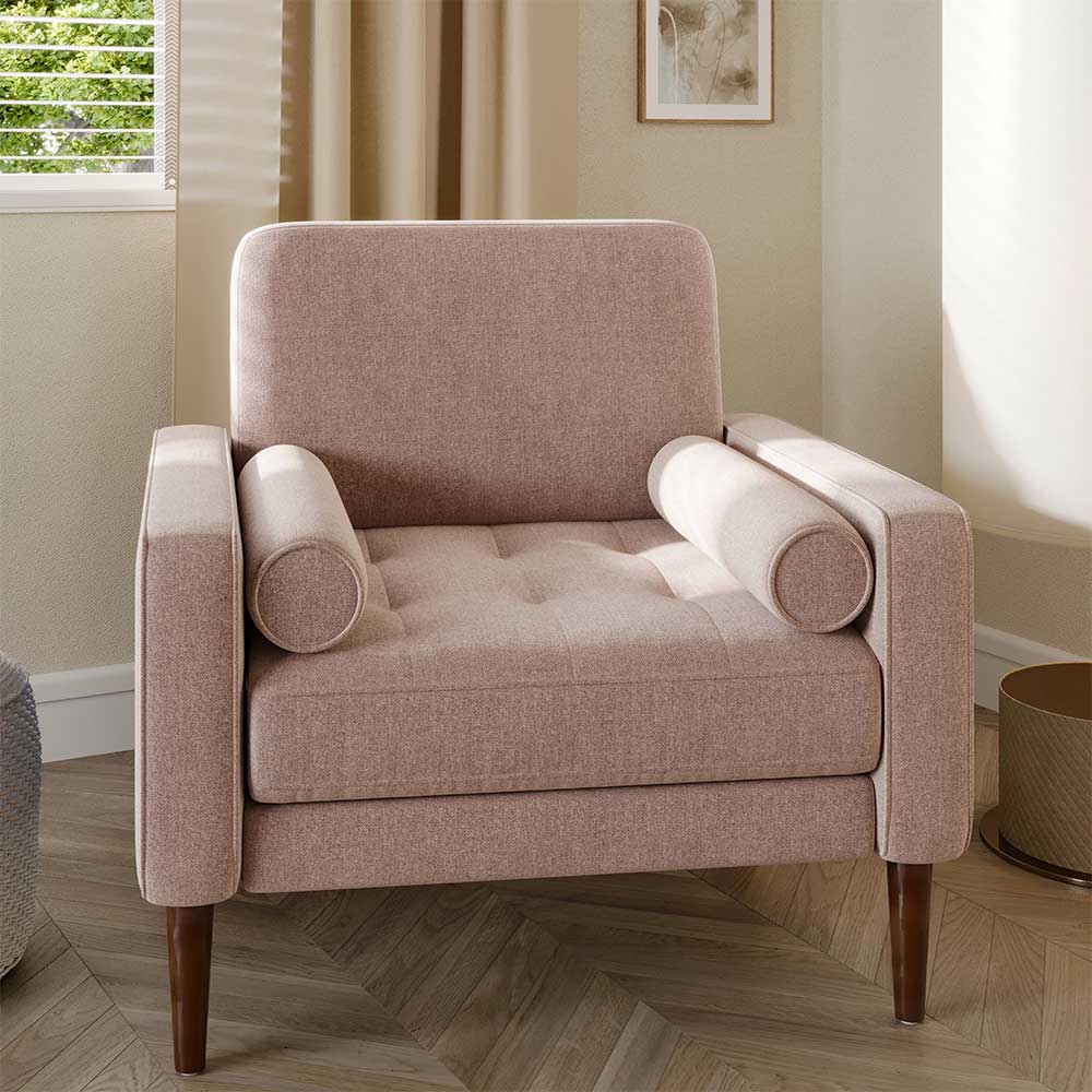 Erik Linen Accent Chair with Bolster Pillows