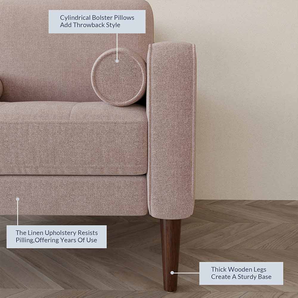 Erik Linen Accent Chair with Bolster Pillows