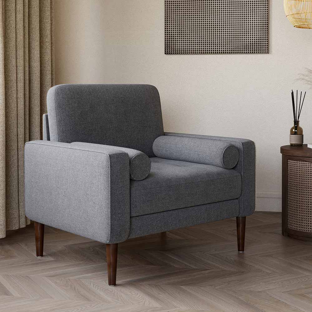 Erik Linen Accent Chair with Bolster Pillows