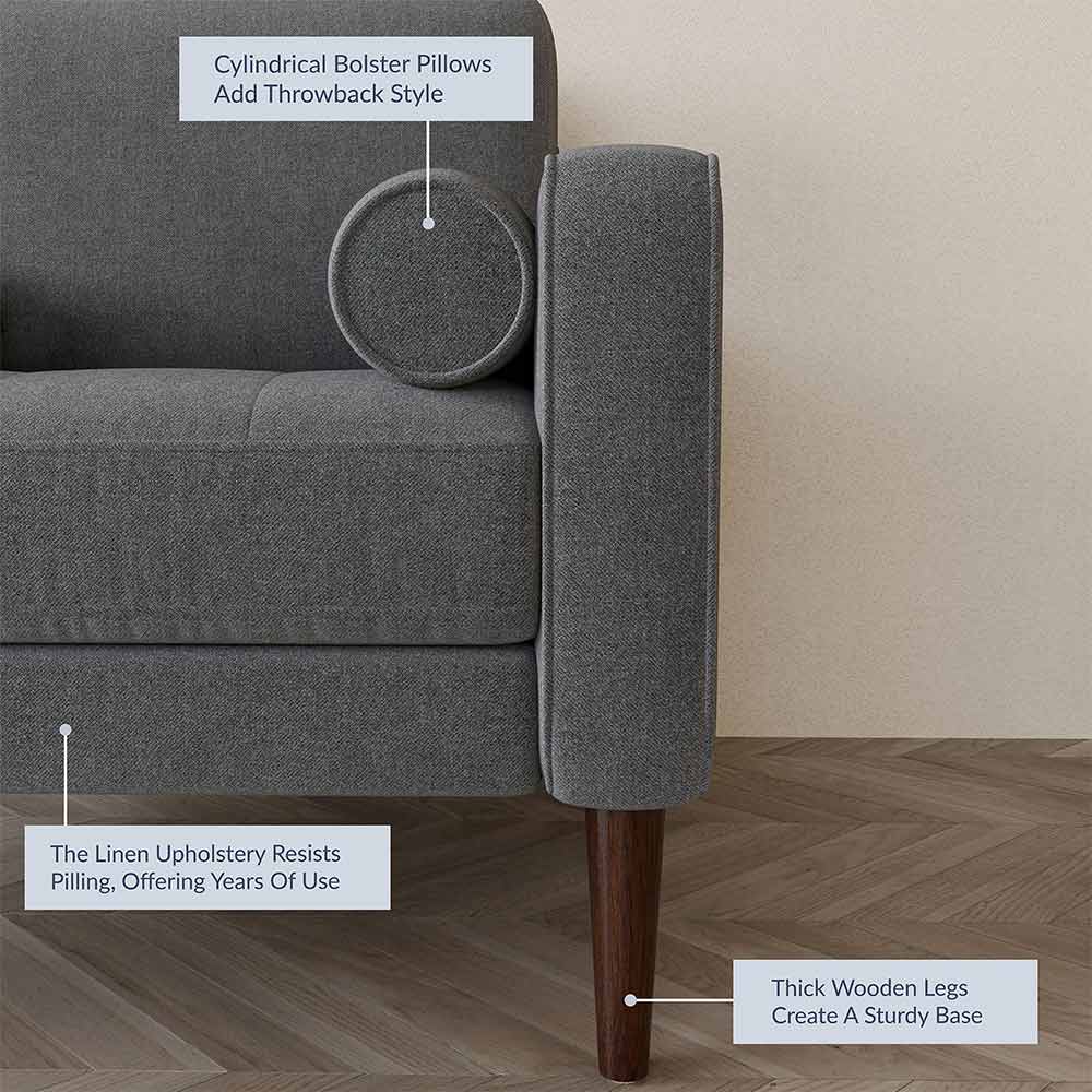 Erik Linen Accent Chair with Bolster Pillows