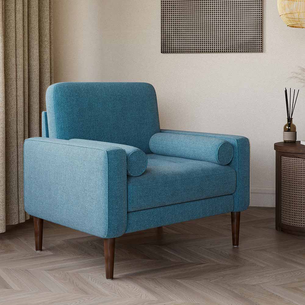 Erik Linen Accent Chair with Bolster Pillows