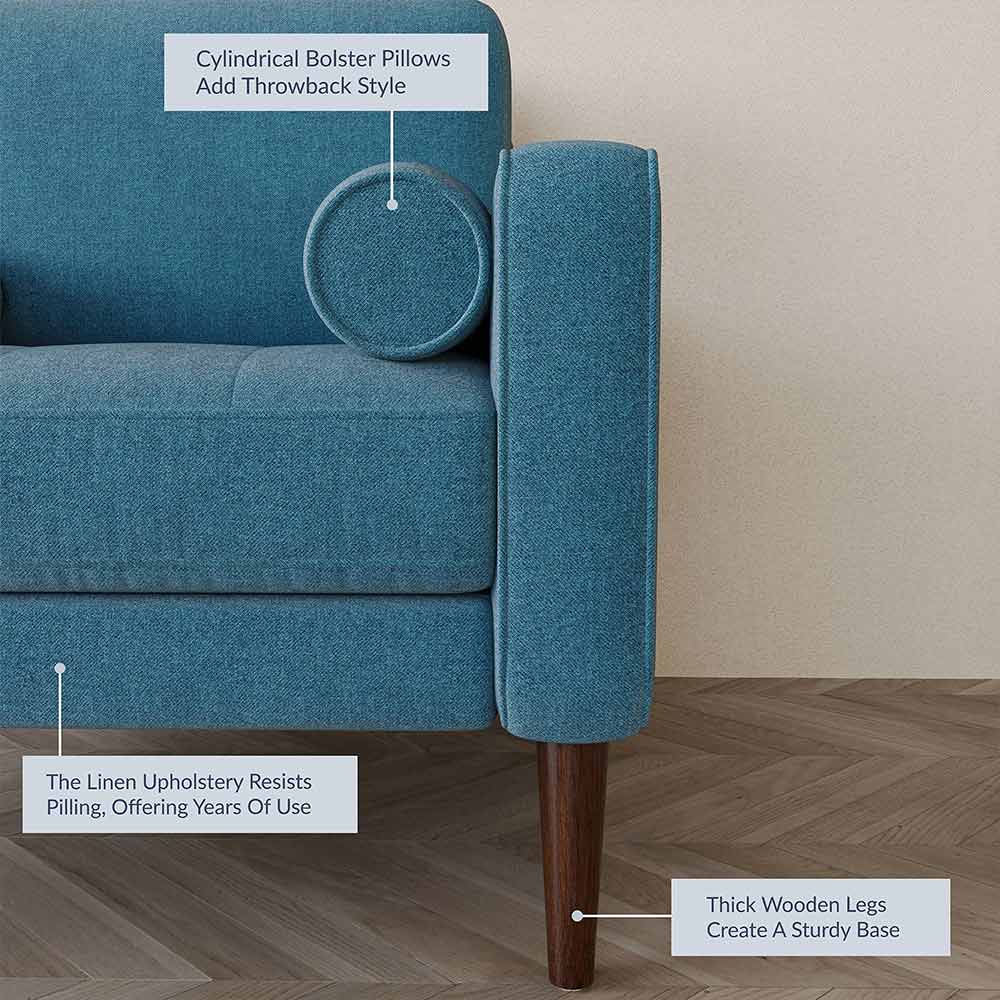 Erik Linen Accent Chair with Bolster Pillows