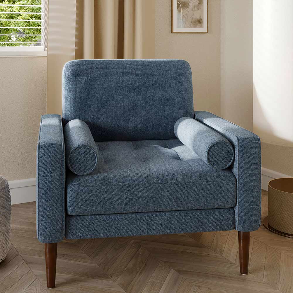Erik Linen Accent Chair with Bolster Pillows