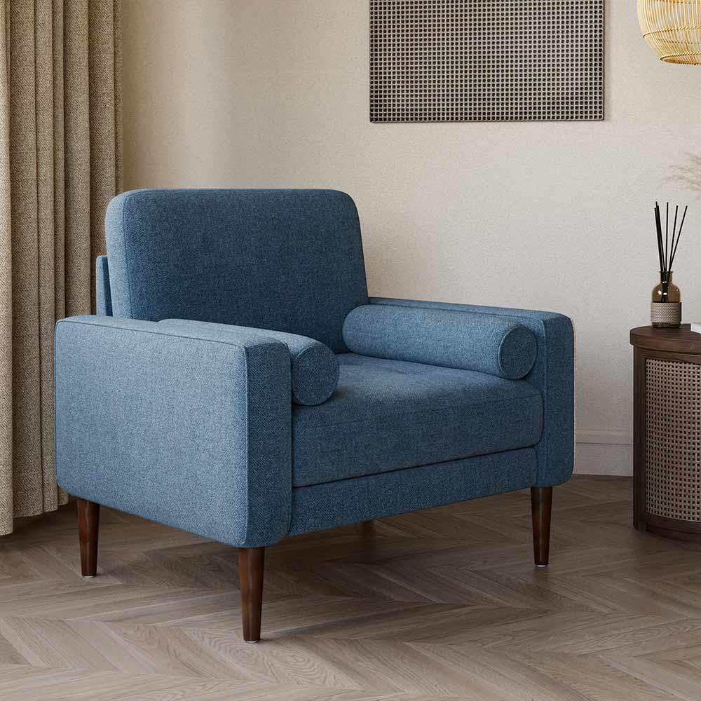 Erik Linen Accent Chair with Bolster Pillows