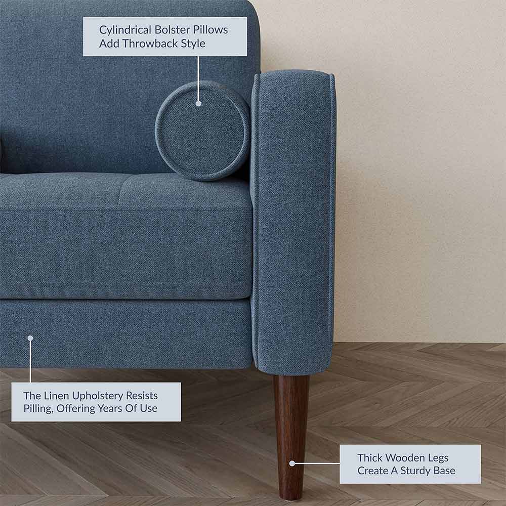 Erik Linen Accent Chair with Bolster Pillows