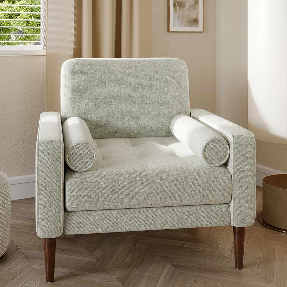 Erik Linen Accent Chair with Bolster Pillows