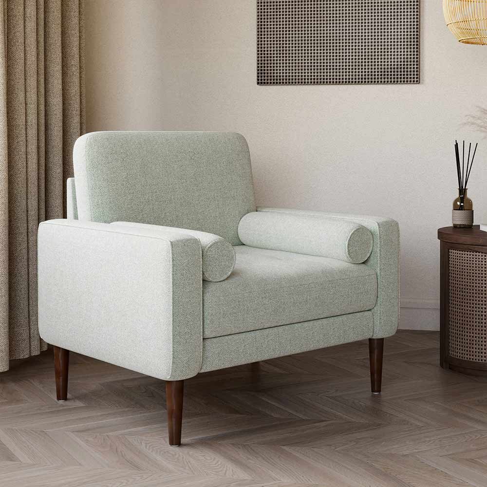 Erik Linen Accent Chair with Bolster Pillows
