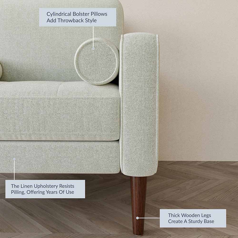 Erik Linen Accent Chair with Bolster Pillows