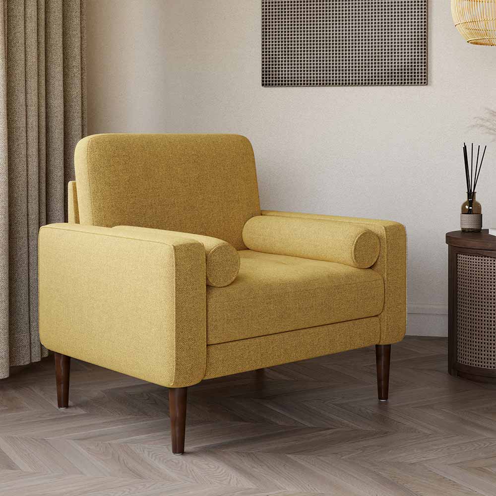 Erik Linen Accent Chair with Bolster Pillows