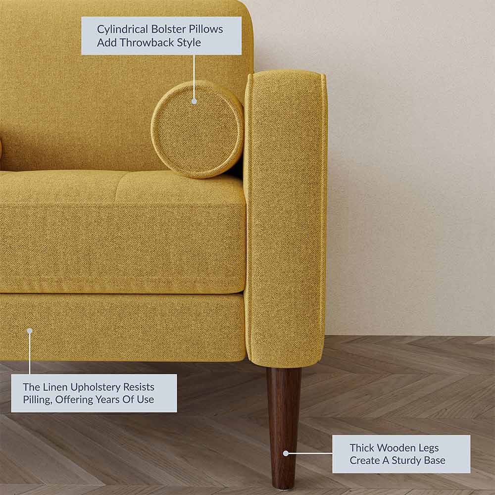 Erik Linen Accent Chair with Bolster Pillows