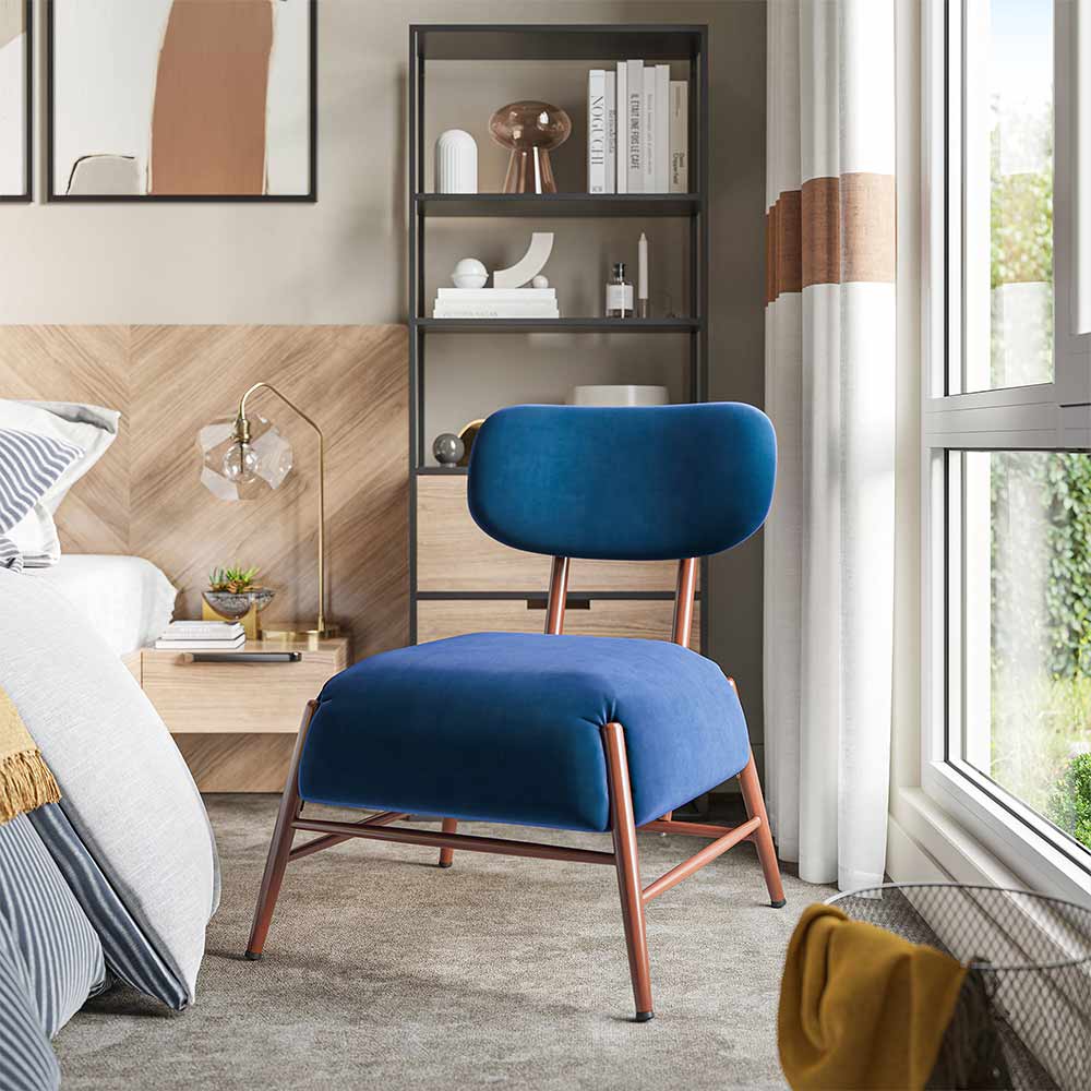 Quinton Mid-Century Modern Armless Velvet Accent Chair