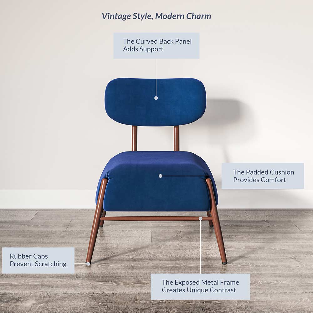 Quinton Mid-Century Modern Armless Velvet Accent Chair