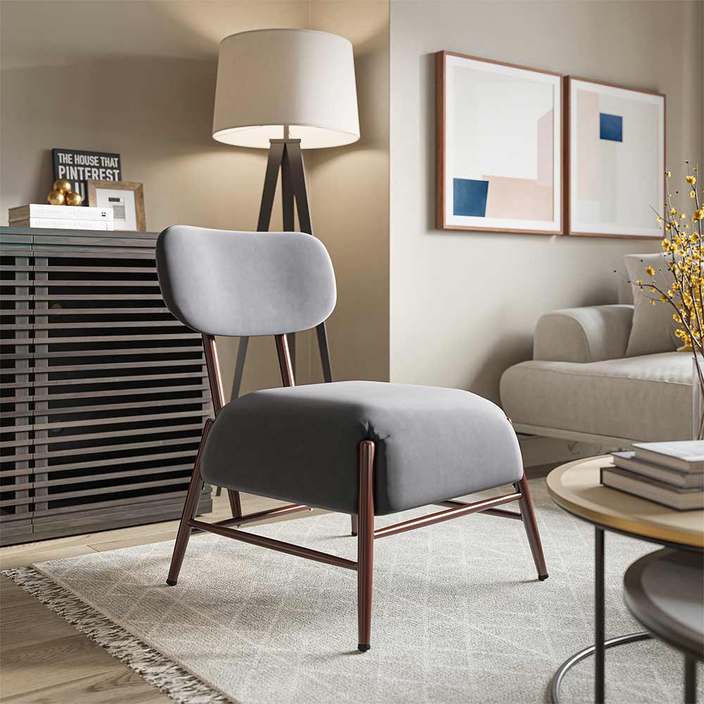 Quinton Mid-Century Modern Armless Velvet Accent Chair