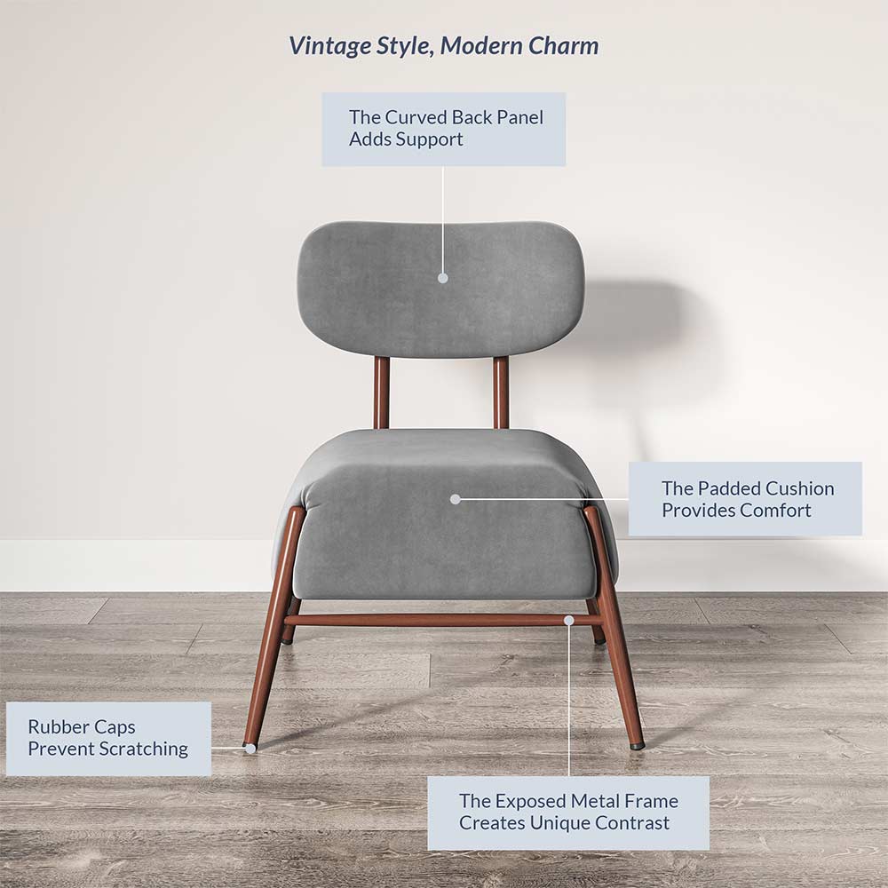 Quinton Mid-Century Modern Armless Velvet Accent Chair