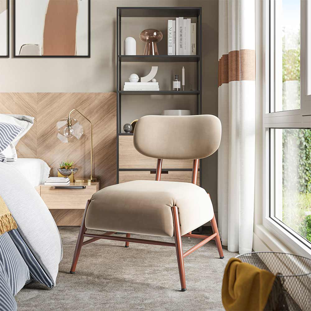 Quinton Mid-Century Modern Armless Velvet Accent Chair