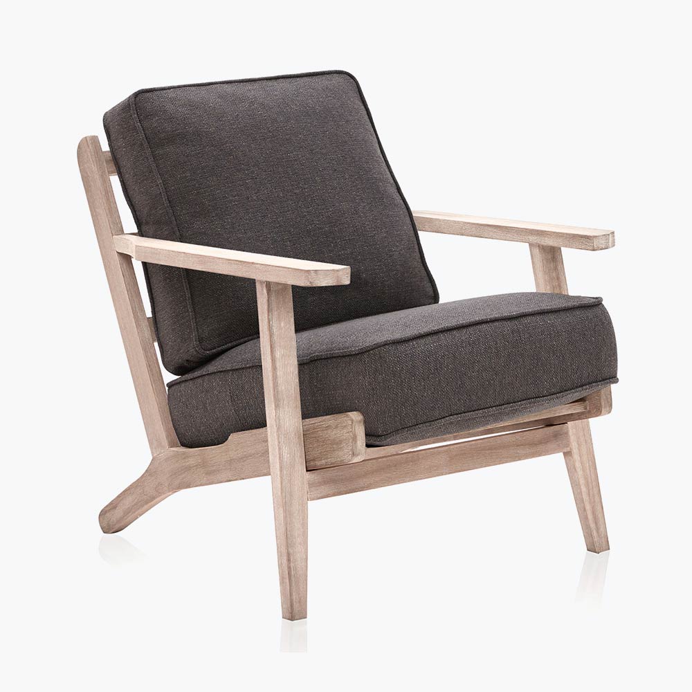 Maximus Mid-Century Modern Linen Armchair with Wooden Frame