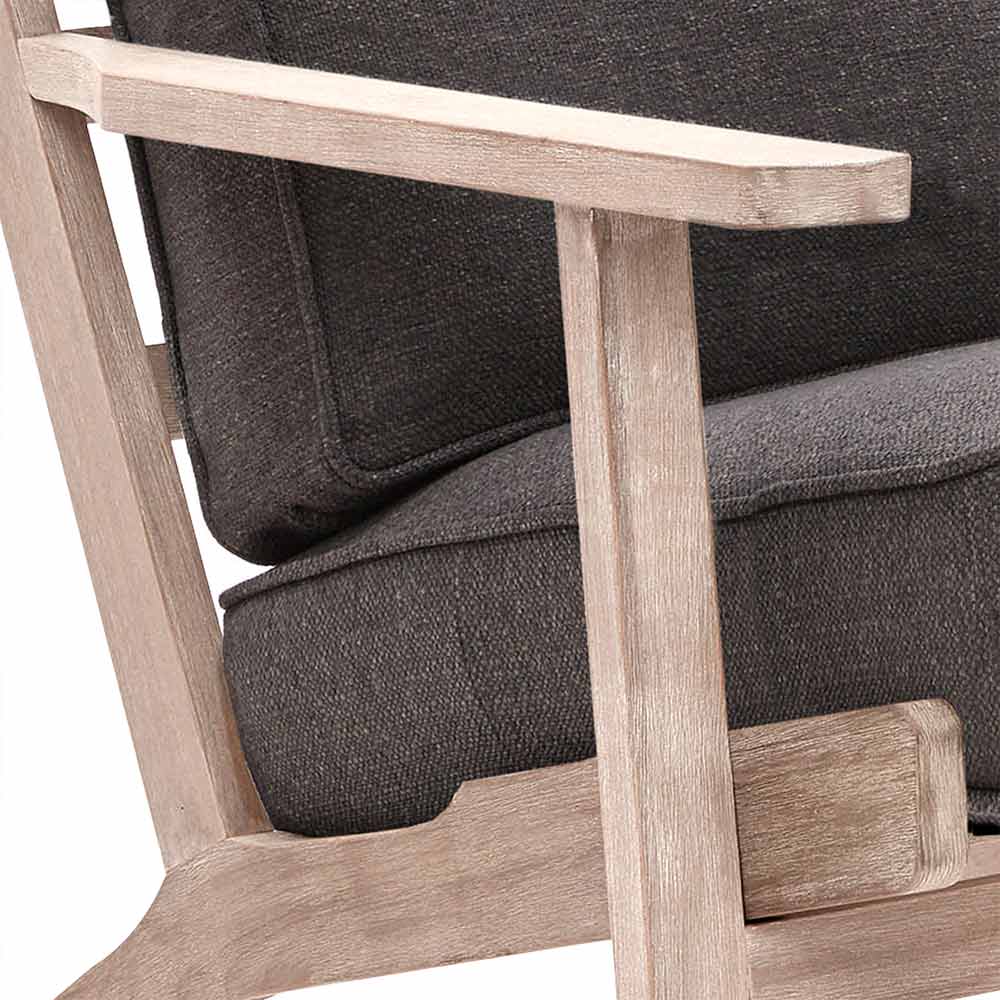 Maximus Mid-Century Modern Linen Armchair with Wooden Frame