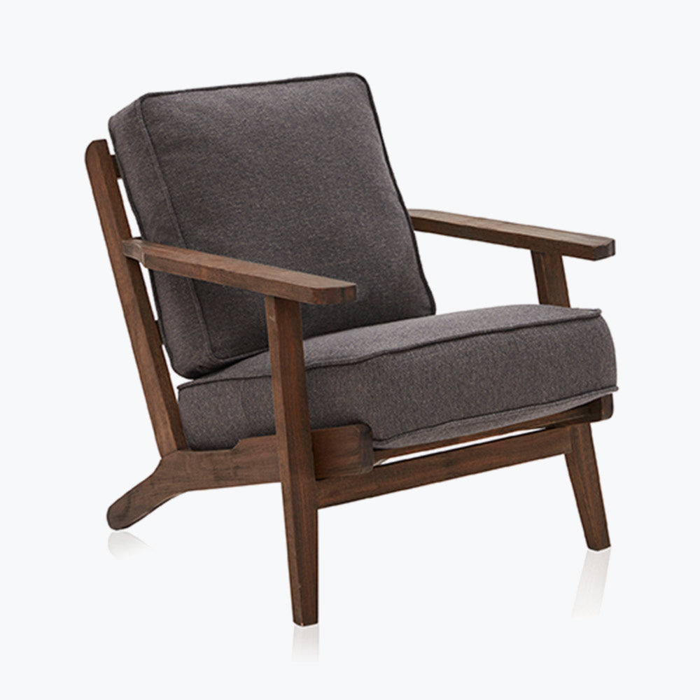 Maximus Mid-Century Modern Linen Armchair with Wooden Frame