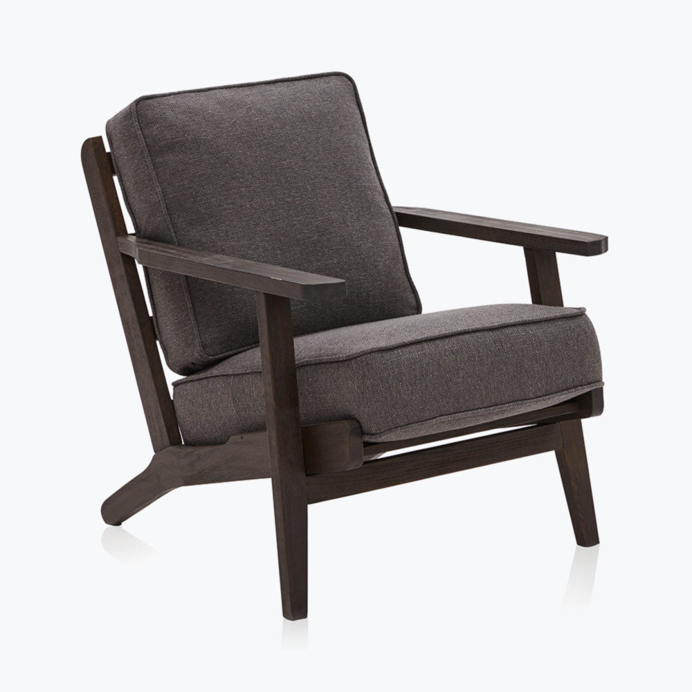 Maximus Mid-Century Modern Linen Armchair with Wooden Frame