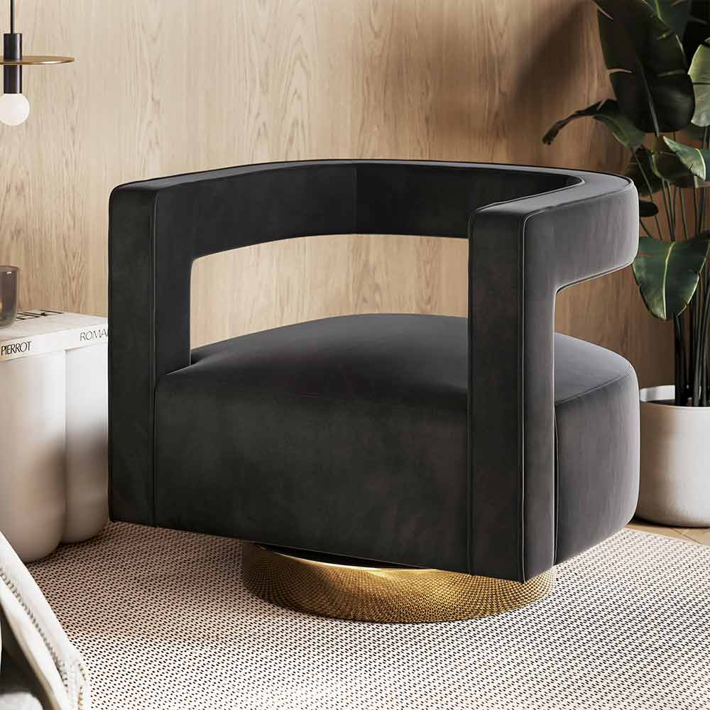Crown Velvet Swivel Accent Chair