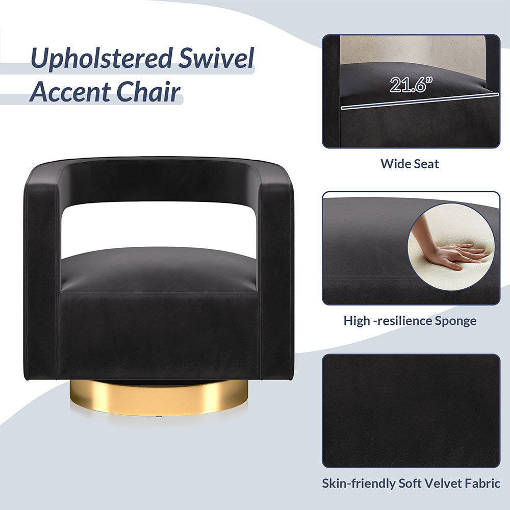 Crown Velvet Swivel Accent Chair