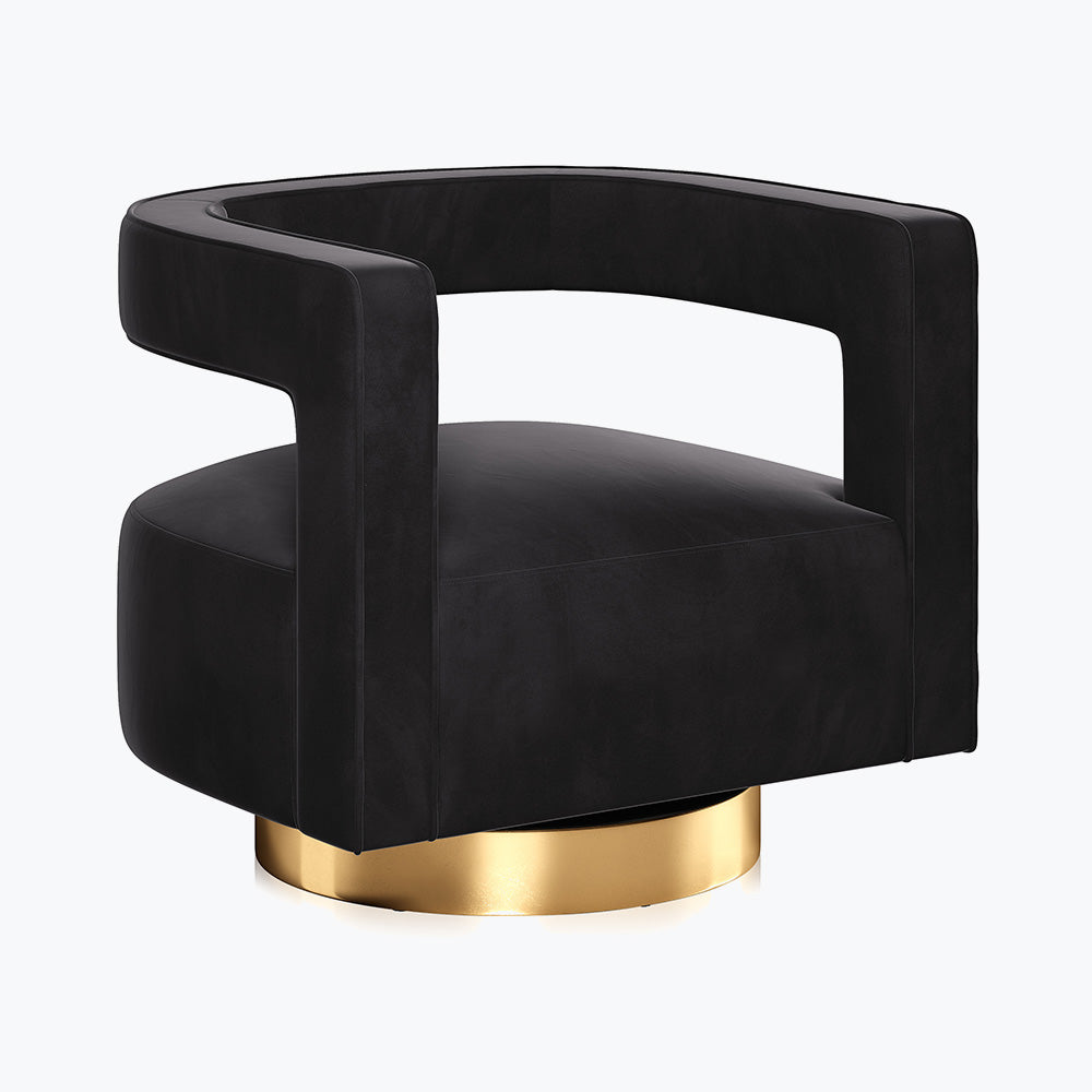 Crown Velvet Swivel Accent Chair with Open Back