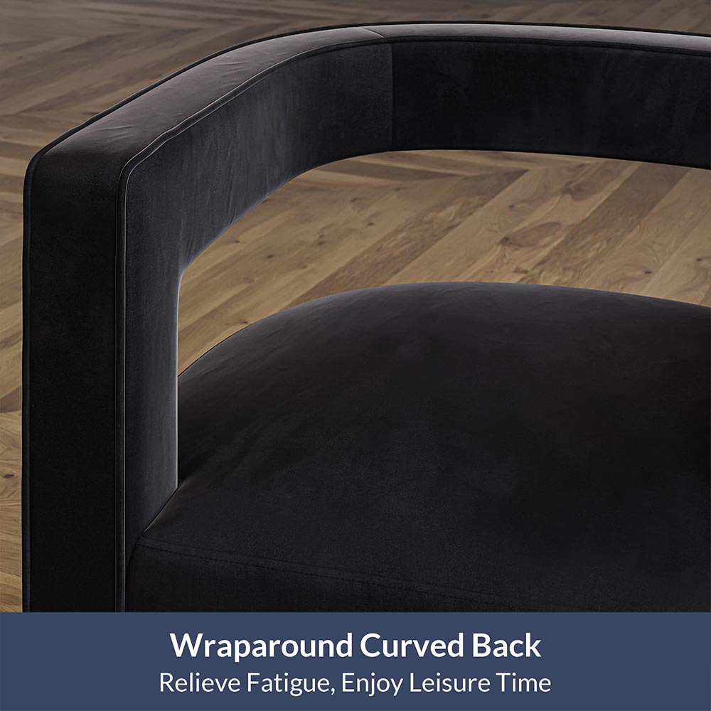 Crown Velvet Swivel Accent Chair with Open Back