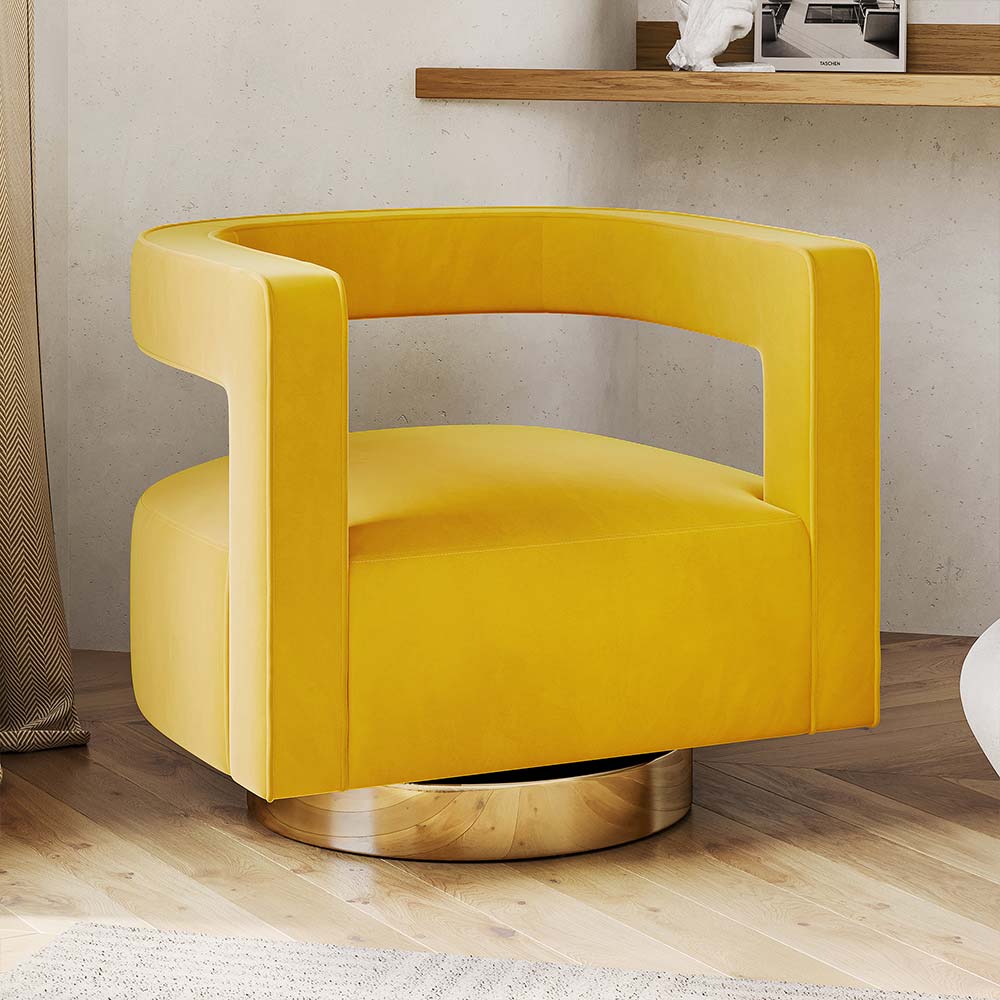 Crown Velvet Swivel Accent Chair with Open Back